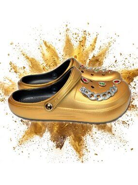 Women's Gold Clogs, Craytown Brand, Accessories Included, W8-12